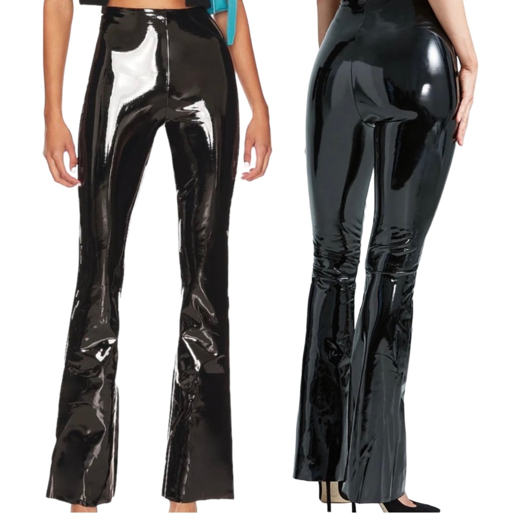 Commando Black Patent Leather Flare Leg Pants Size Small